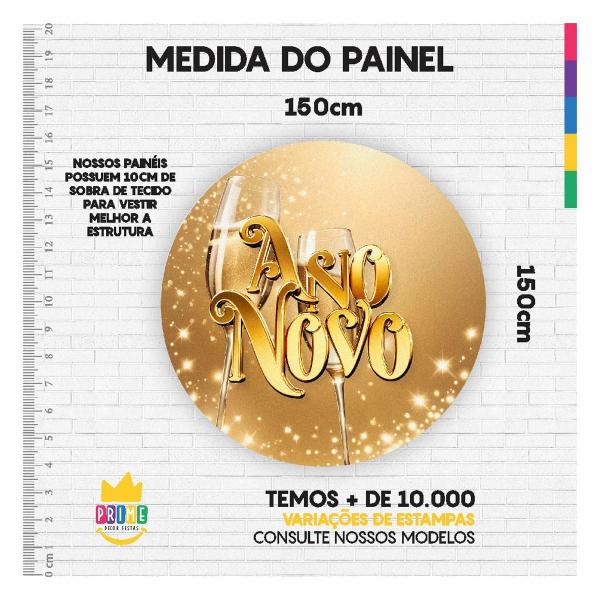 Imagem de Painel Redondo Ano Novo Decoração 3D Tecido 1,50M X 1,50M