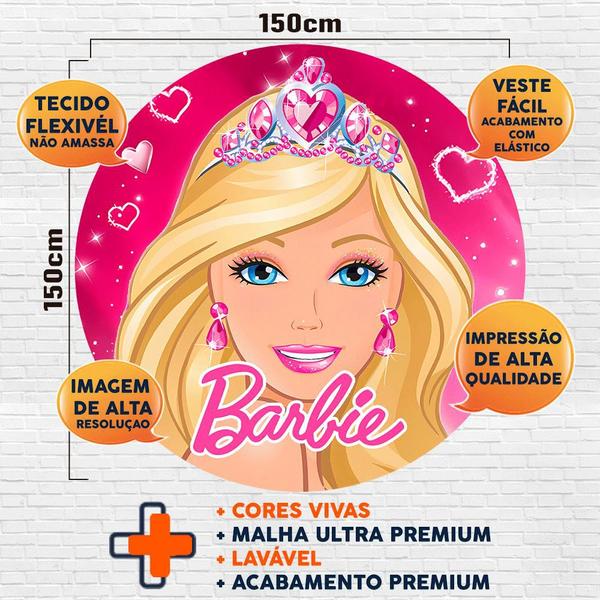 Imagem de Painel Redondo E Capas De Cilindro Sublimados Barbie