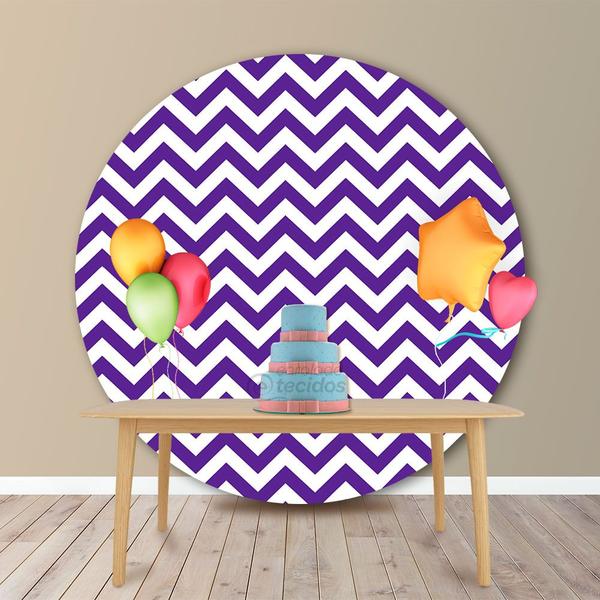 Imagem de Painel Redondo em Jacquard Estampado Chevron Roxo