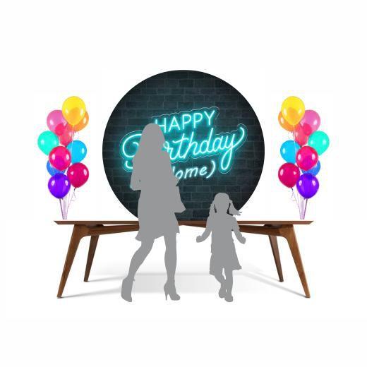 Imagem de Painel Redondo Happy Birthday Personalizado com Nome em 3D