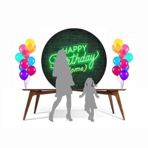 Imagem de Painel Redondo Happy Birthday Personalizado com Nome em 3D