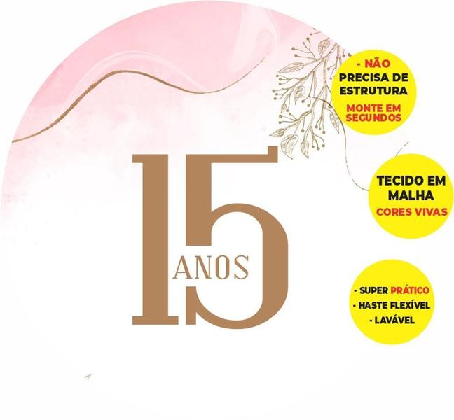 Painel Redondo Meus 15 Anos Abre Fácil Tecido 1,50M X 1,50M - Prime Decor House Imagem de Painel Redondo Meus 15 Anos Abre Fácil Tecido 1,50M X 1,50M