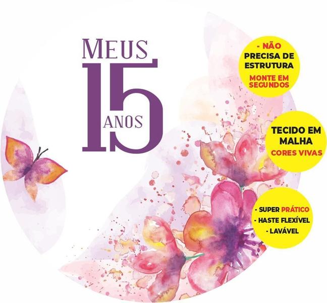Painel Redondo Meus 15 Anos Abre Fácil Tecido 1,50M X 1,50M - Prime Decor House Imagem de Painel Redondo Meus 15 Anos Abre Fácil Tecido 1,50M X 1,50M