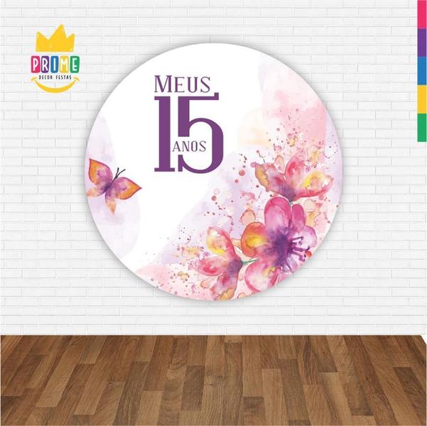 Painel Redondo Meus 15 Anos Abre Fácil Tecido 1,50M X 1,50M - Prime Decor House Imagem de Painel Redondo Meus 15 Anos Abre Fácil Tecido 1,50M X 1,50M