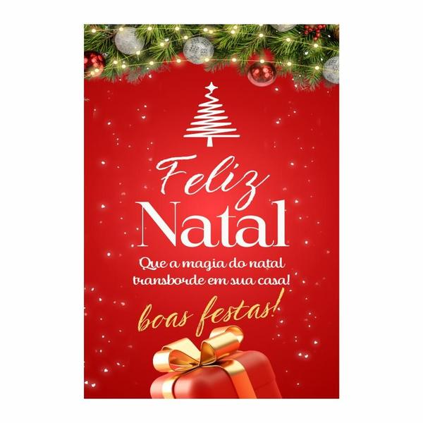 Imagem de Painel Retangular feliz Natal Casadinho Em Tecido 1,5x2,2m