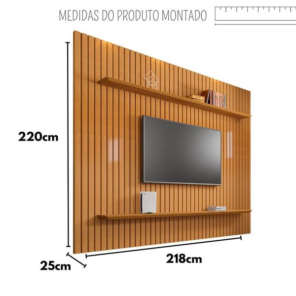 Imagem de Painel ripado 2 prateleiras pata tv 75”  nature