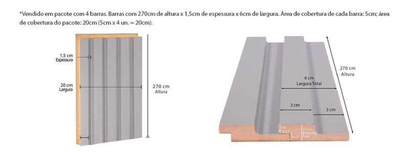 Imagem de Painel Ripado 6cm x 15mm x 2,70m  MDF Casablanca