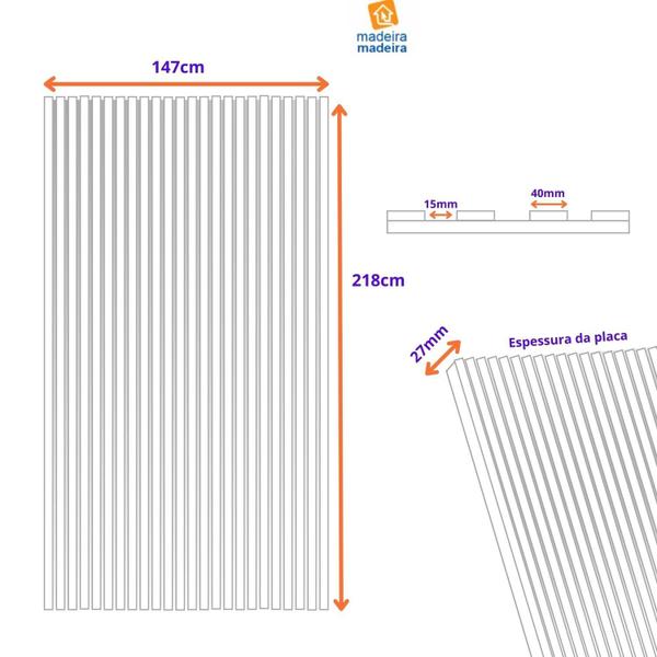 Imagem de Painel Ripado em Placas de 147cm X 27mm X 2,18m (3,204 M²) Naturalle