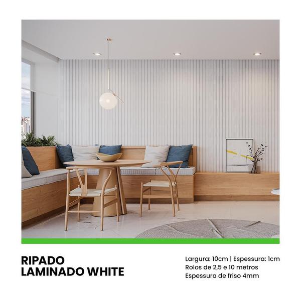 Imagem de Painel Ripado Laminado Eva 10Cm Largura Cor White Linha