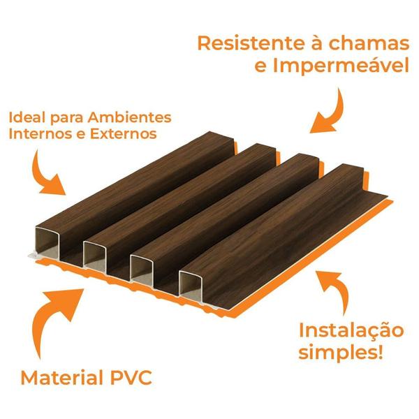 Imagem de Painel Ripado Madeira Prime PVC Teca Envelhecida 2,9m x16cm