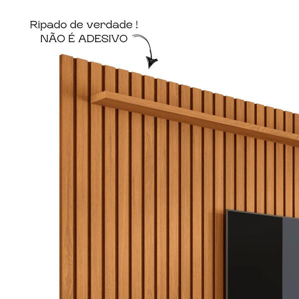 Imagem de Painel Ripado  Para Sala de TV 65" com Prateleira Classic 1.8 Giga Moveis