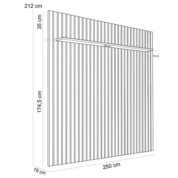 Imagem de Painel Ripado Para Sala TV 75 Polegadas 250x212cm Facile D05 Freijó - Lyam Decor