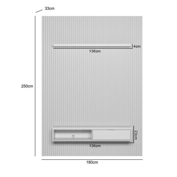 Imagem de Painel Ripado Para TV 75 Pol Slats e Bancada Lisa 180x250cm L05 Nature Off White - Lyam Decor