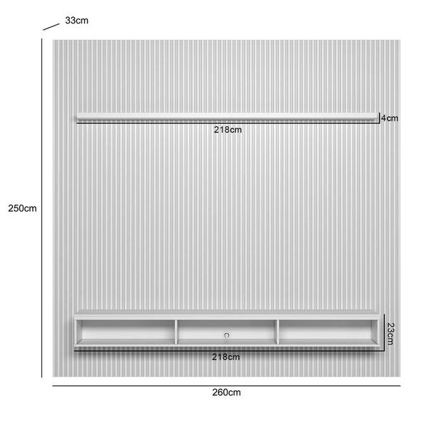 Imagem de Painel Ripado Para TV 75 Pol Slats e Bancada Lisa 258x250cm L05 Nature Off White - Lyam Decor