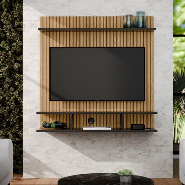 Imagem de Painel Ripado para TV Até 32 Polegadas Intense com Prateleira 90cm Onix - Compre Aqui