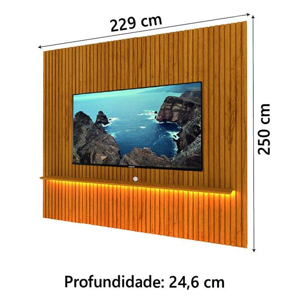 Imagem de Painel Ripado Para TV Até 90 Polegadas Com Prateleira e LED Nobre Naturale Gelius