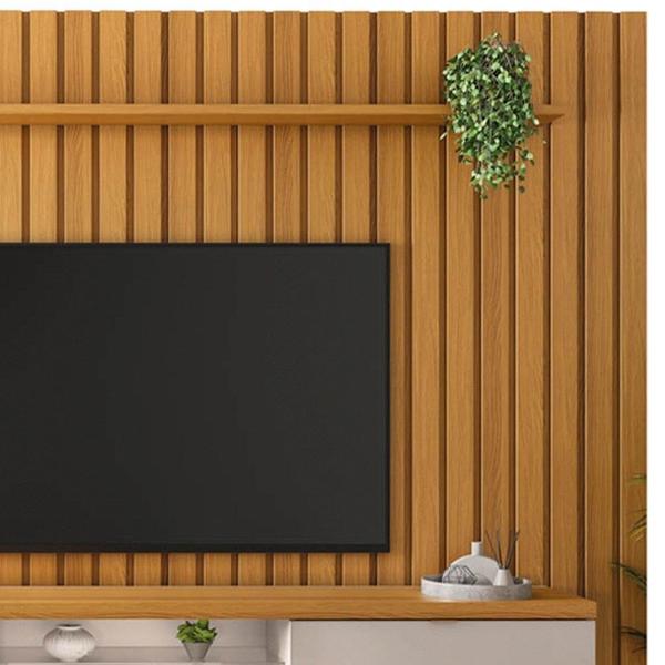 Imagem de Painel Ripado para TV com Bancada Suspensa 2.2 Illusiê H01 Cinamomo/Off White - Mpozenato