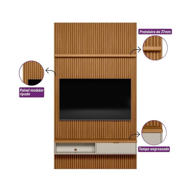 Imagem de Painel Ripado para TVs até 75 Polegadas Modular 1 Nicho 1 Prateleira