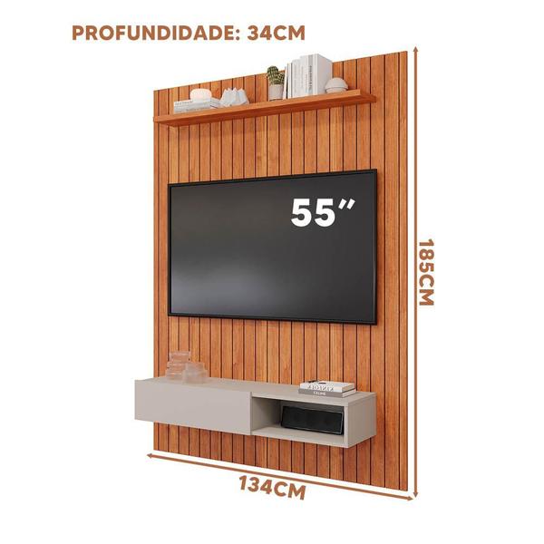 Imagem de Painel Ripado TV Até 55 Polegadas Cinamomo Off White JM