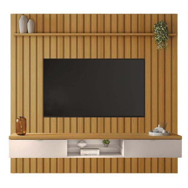 Imagem de Painel Ripado You Illusion 2.2 Cinamomo/Off White para TV até 70” - HB Móveis