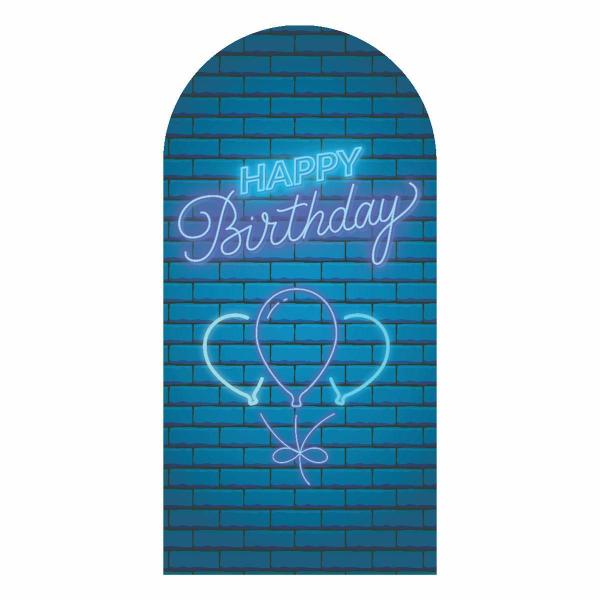 Imagem de Painel Romano Happy Birthday Neon Decoração 3D Em Tecido 180