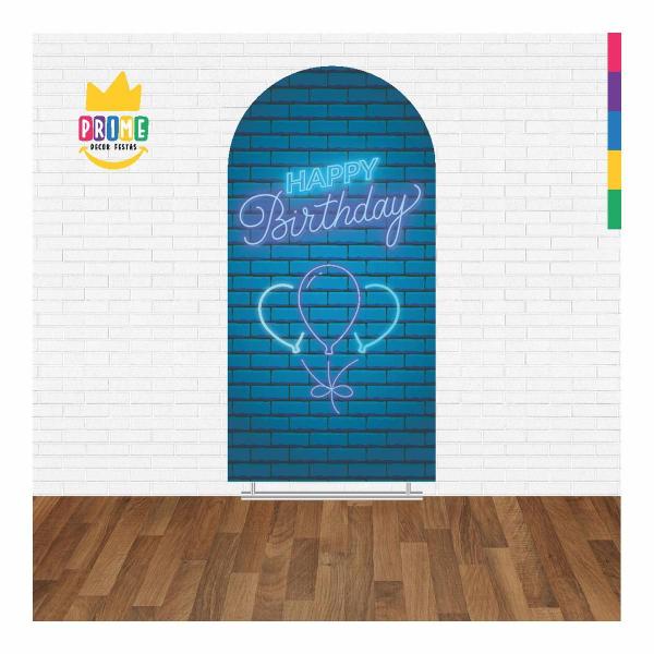 Imagem de Painel Romano Happy Birthday Neon Decoração 3D Em Tecido 180