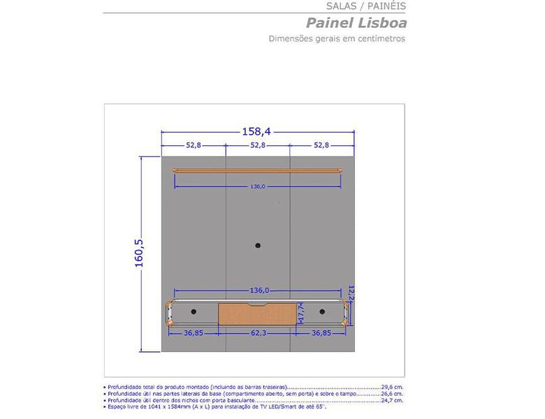 Imagem de Painel Sala para TV até 65 Polegadas Lisboa c/ Porta