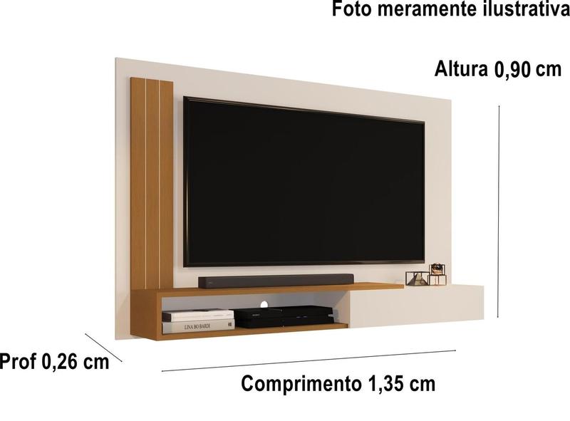 Imagem de Painel Sala Para TV Smart até 50 Polegadas Match com porta Cor Off white / Nature - MJM Casa dos Moveis