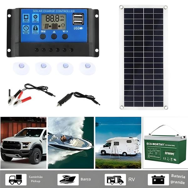 Imagem de Painel Solar 1000W 12V com Controlador 10A-100A - Carregador para Celular, RV, Carro e MP3