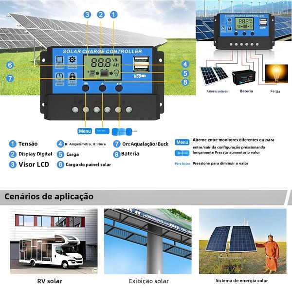 Imagem de Painel Solar 1000W 12V com Controlador 60A/100A - Carregador para Celular, RV, Carro e MP3