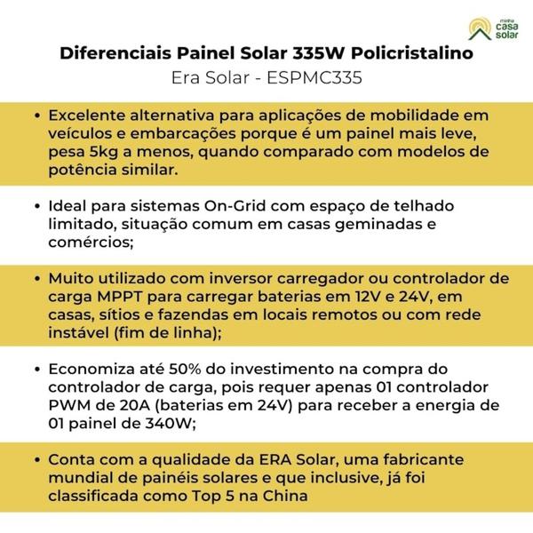 Imagem de Painel Solar 335W Policristalino Era Solar - ESPMC335