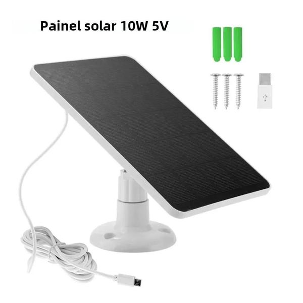 Imagem de Painel Solar Externo À Prova D'água 10W Tipo C Micro-USB 5V Carregamento Para Sistema De Ventilador