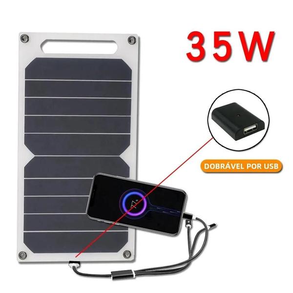 Imagem de Painel Solar Portátil 35W à Prova d'Água com USB - Ideal para Camping e Hiking