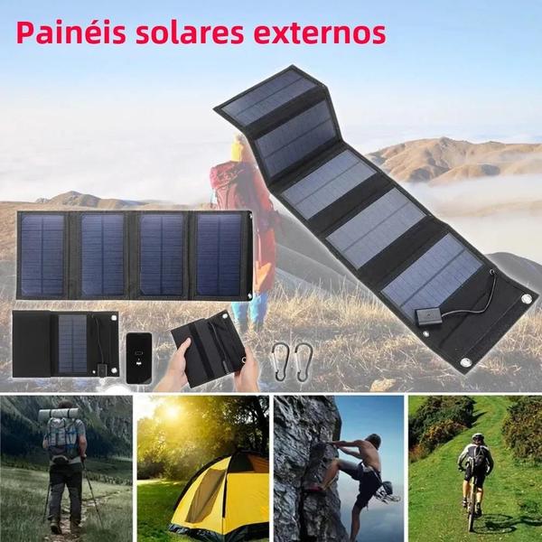 Imagem de Painel Solar Portátil Dobrável 70W 5V USB - À Prova D'Água - Power Bank para Celular