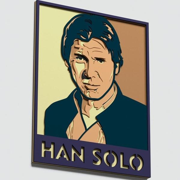 Imagem de Painel Star Wars Han Solo Em Camadas Mdf 59cm 3d Q3d0015