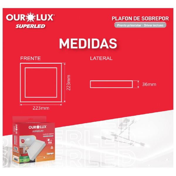 Imagem de Painel superled sobrepor 18w 6,5k quadrado - ourolux