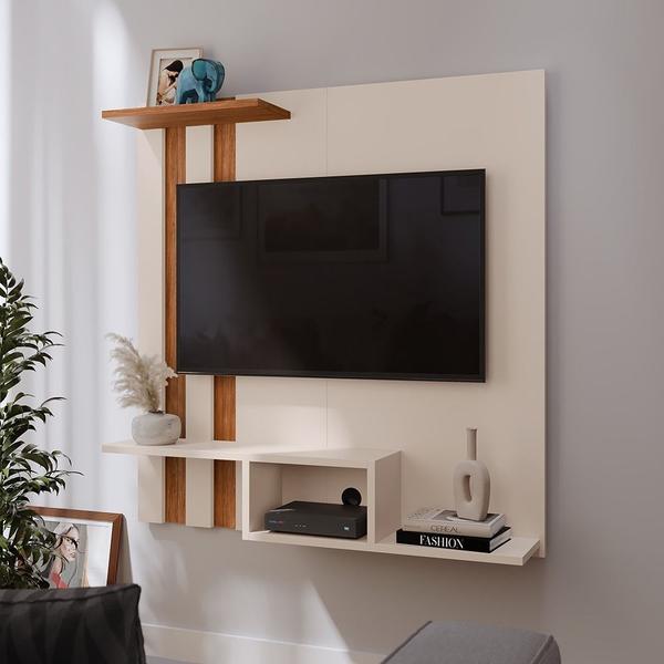 Imagem de Painel Suporte Para TV 32" Polegadas com nicho Inferior e Superior OffWhite Cedro