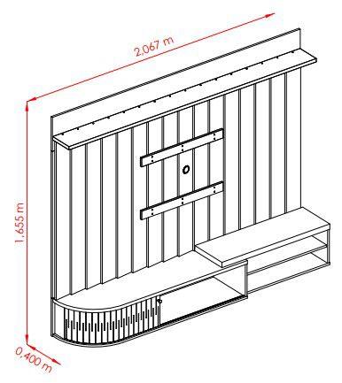 Imagem de Painel suspensa Ímola Ripado Para TV até 75 Polegadas Naturale e Off White - Madetec