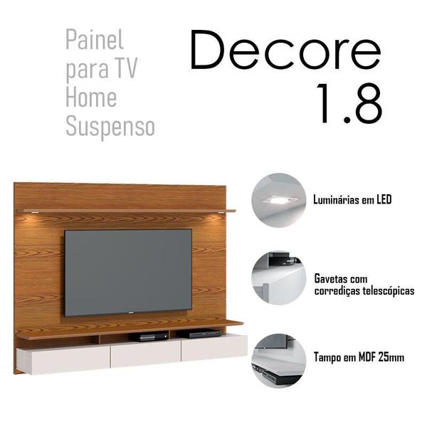 Imagem de Painel Suspenso Decore 1.8 com mesa de Centro Classic Freijó Off White - Imcal