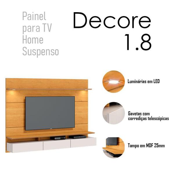 Imagem de Painel Suspenso Decore 1.8 com mesa de Centro Classic Nature Off White - Imcal