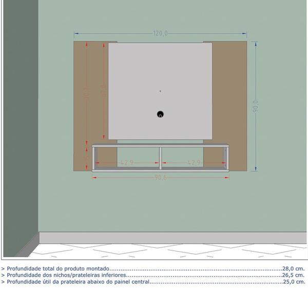 Imagem de Painel Suspenso Para TV Até 48 Polegadas Navi Branco/Ripado - Bechara