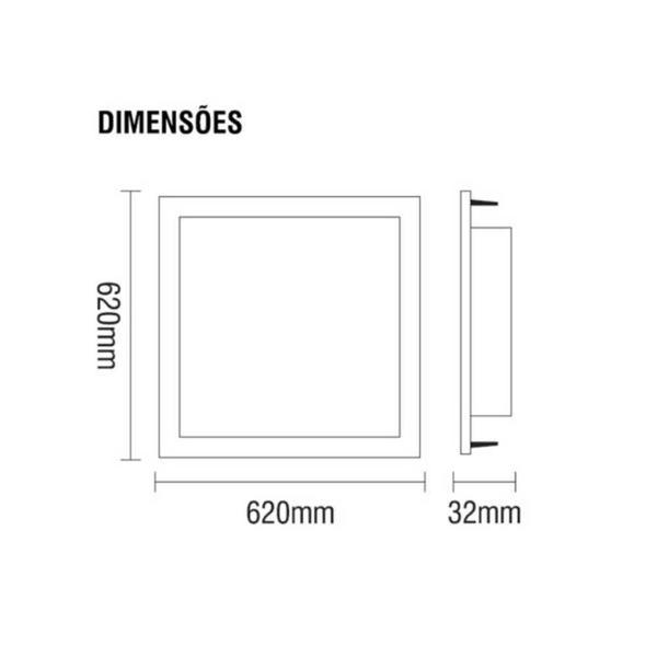 Imagem de Painel Taschibra Led Pro 62X62 Embutir 3000K