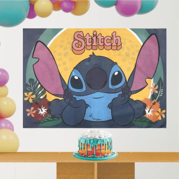 Imagem de Painel TNT Aniversário Stitch Lilo Disney 103x70cm - 01 unid