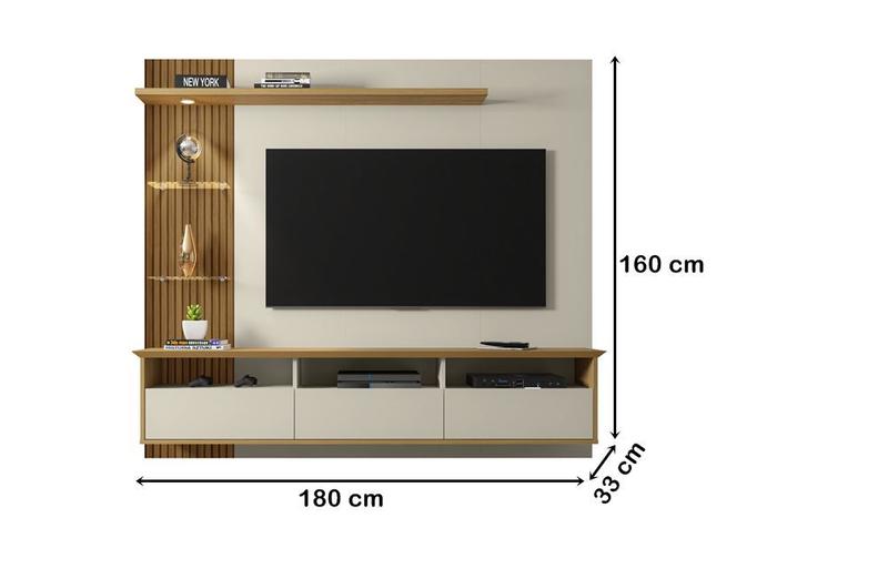 Imagem de Painel Trend Off White/Cinamomo/Ripado  Bechara Móveis