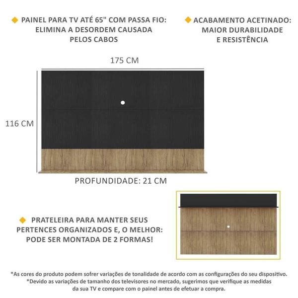 Imagem de Painel TV 65" com Prateleira Amsterdã Up Multimóveis Preto/Rustic