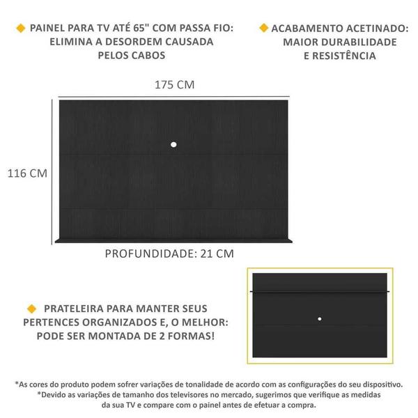 Imagem de Painel TV 65" com Prateleira Amsterdã Up Multimóveis Preto