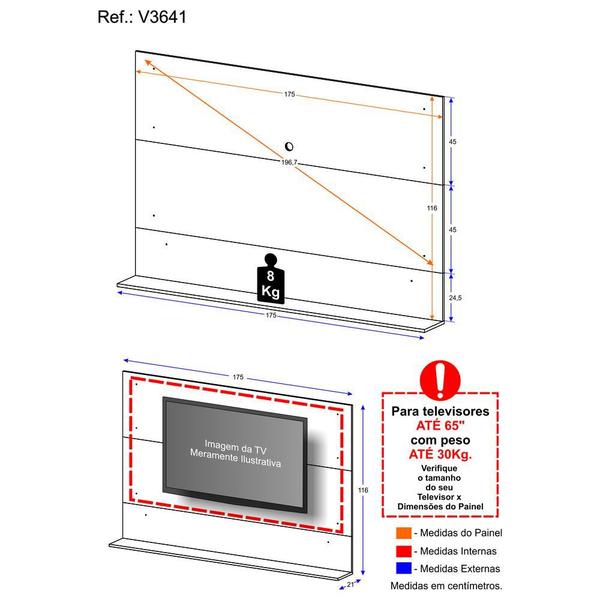 Imagem de Painel TV 65" com Prateleira Amsterdã Up Multimóveis V3641