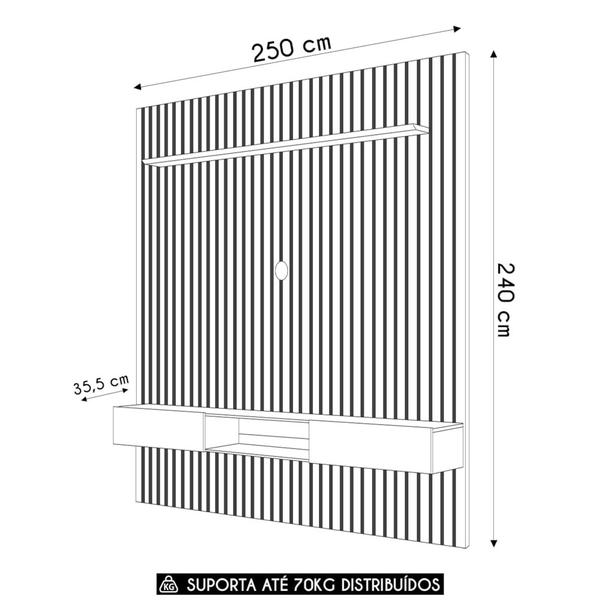 Imagem de Painel TV 75 Pol 250cm Bancada Suspensa Noah D04 Cedro/Bali - Mpozenato