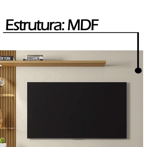 Imagem de Painel TV até 60" Polegadas 3 Portas 2 Nichos Off White/Canela Trend Móveis Bechara 161x180x33