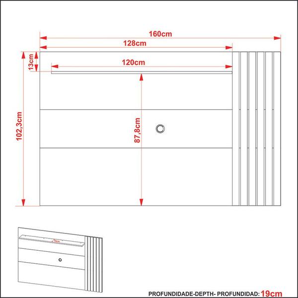 Imagem de Painel TV Até 65 Polegadas 160x102,3x19 cm Natural/Palha